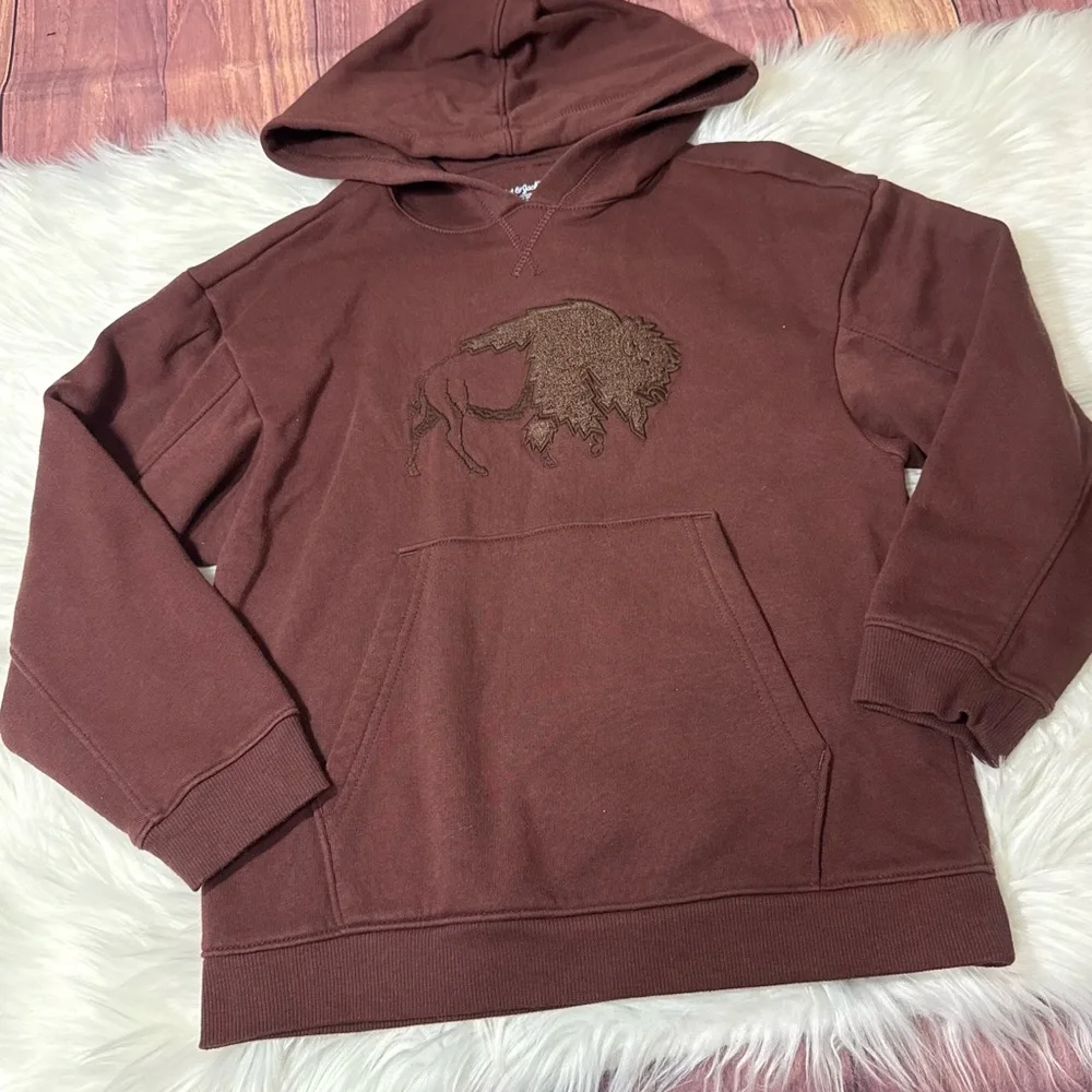 Cat & Jack Brown Buffalo Graphic Pullover Hoodie - Boys Size Small (6/7)